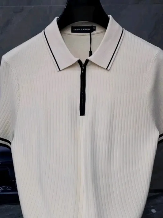 

Модная вязаная мужская рубашка с коротким рукавом на молнии. Новая осенне-зимняя коллекция. Элегантный индивидуальный стиль. Премиум-класс.