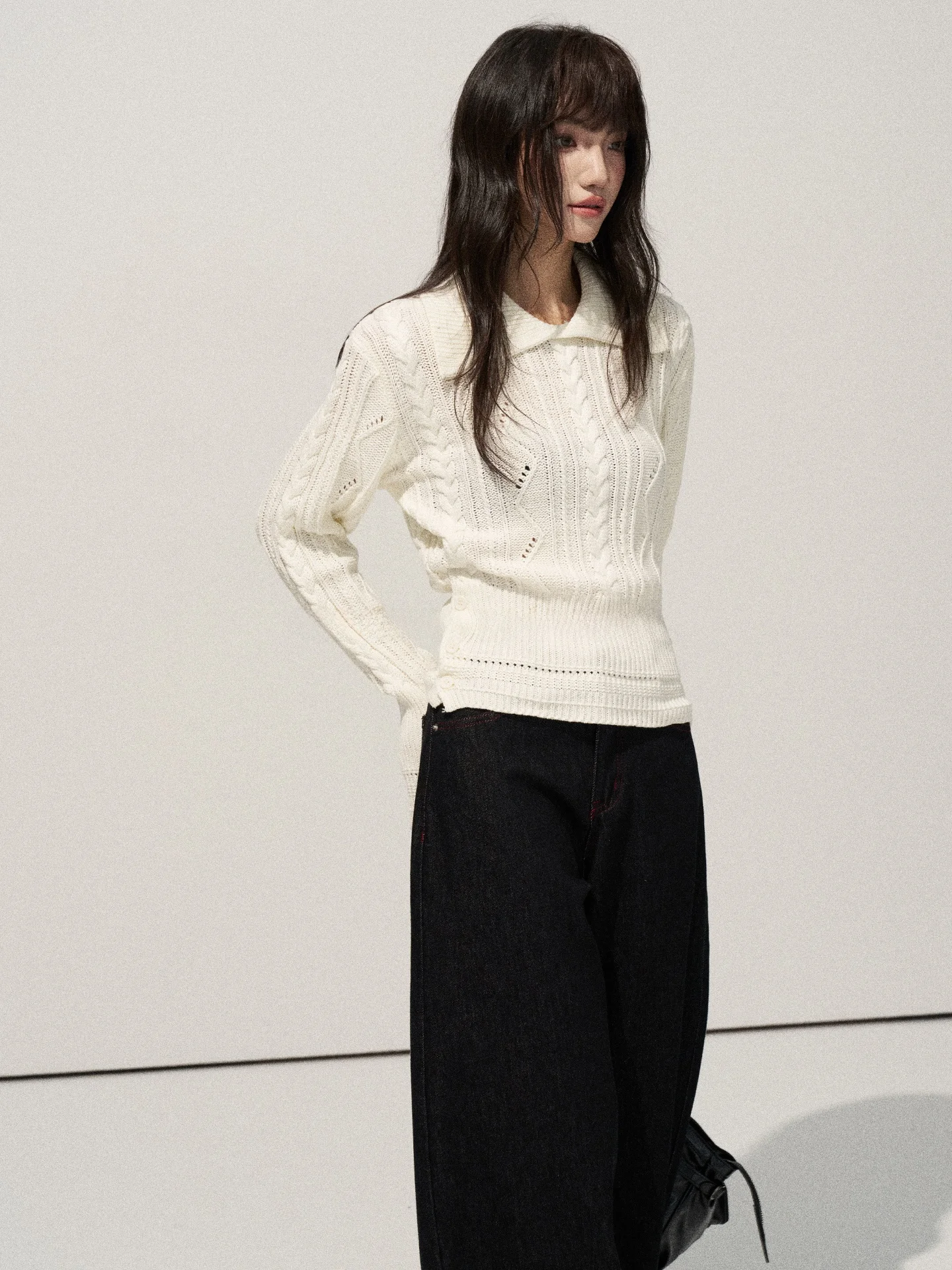 

Flower7 Knitted Button-Up Collar Sweater Women's Autumn Winter Faion Design Warm Comfortable Long Sve Knitwear