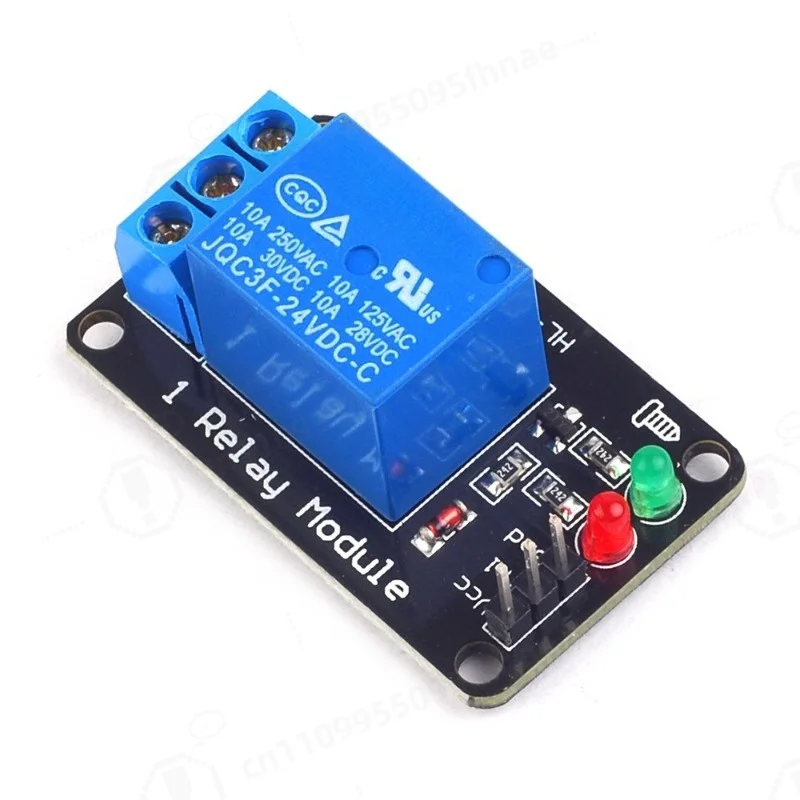 1 Channel Relay Module 24V, Black Circuit Board, With LED Indicator, Low Level Pull-in, DIY Electronic Part