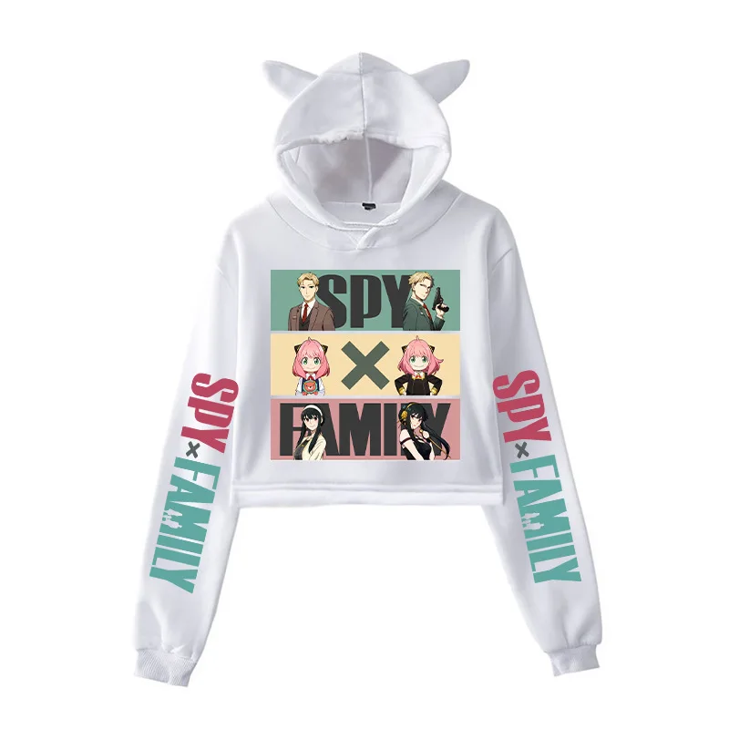 

SPY X FAMILY свитер с капюшоном в форме кошачьих ушей, милый короткий свитер для девочек, европейско-американский стиль, косплей, анимация, производные