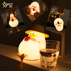 Luz Nocturna LED recargable de pato para niños, lámpara de silicona con dibujos animados, bonita luz nocturna para decoración de la habitación del hogar, regalo de cumpleaños