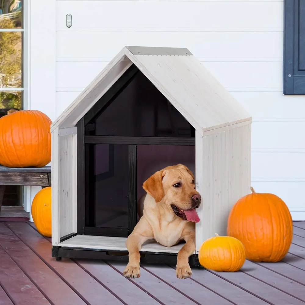 

Outdoor Dog House, Sun Protection Dog Houses for Small Medium Large Sized Dogs, Weatherproof Dog House with Slide Out Floor