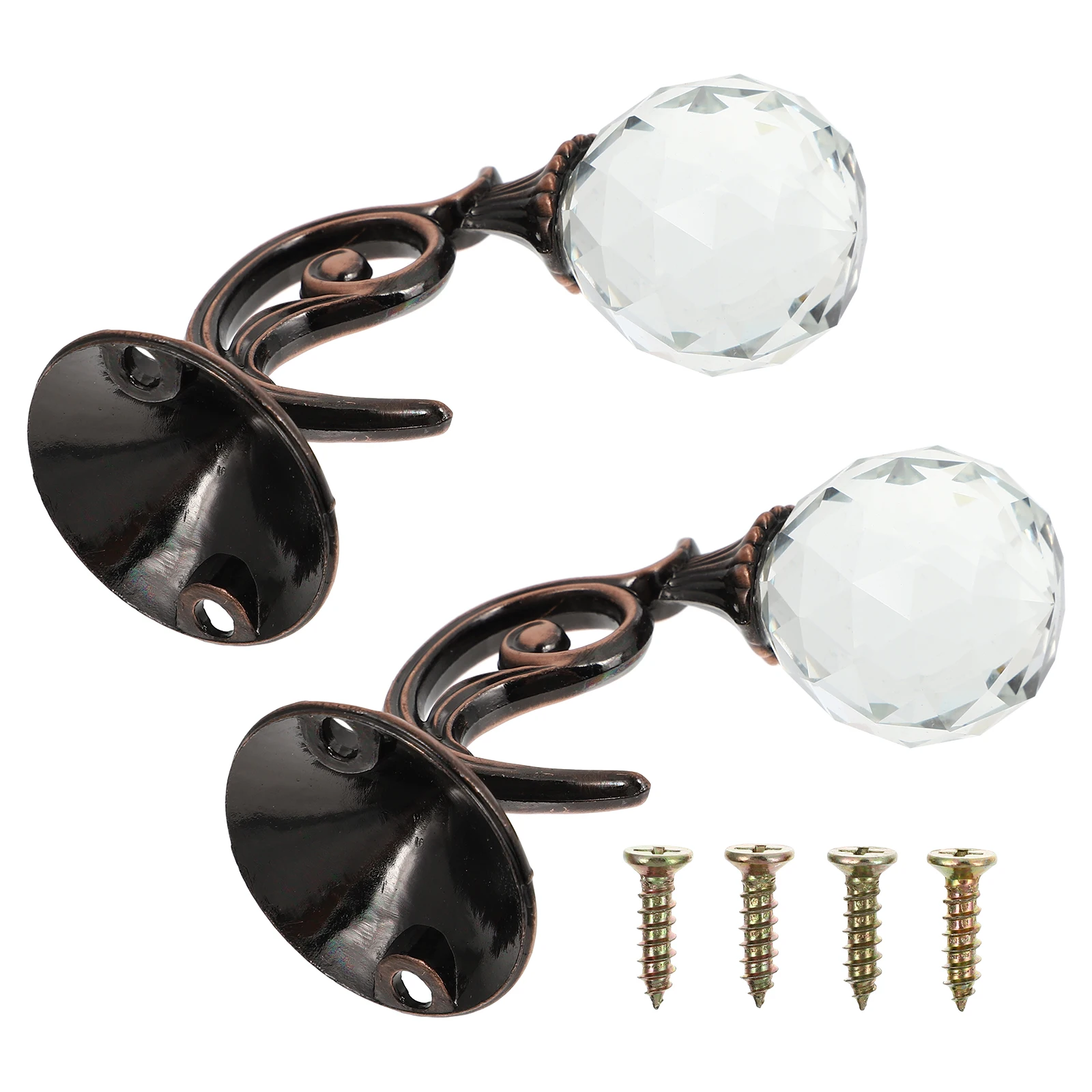 

2pcs Curtain Tiebacks Wall Mounted Rhinestone Holders Aluminum Alloy Window Decor Hooks Home Accessories