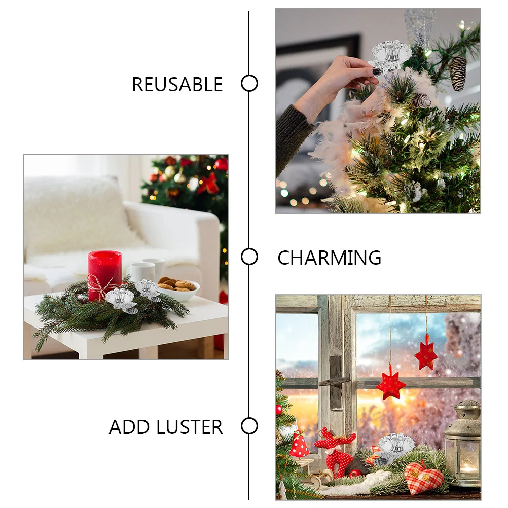 

20Pcs Xmas Holder Decoration Lovely Candleholders Clip Rustic Style Stand for Christmas Tree Party Event Decor