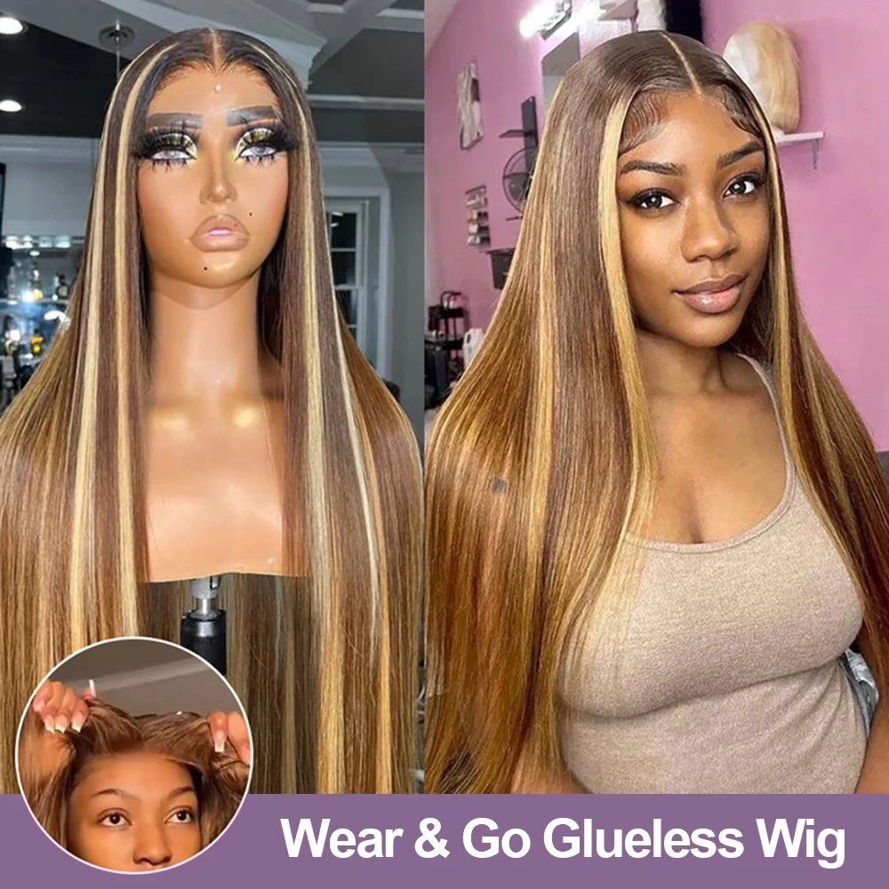 Highlight P4/27 13x4 Glueless Wig Human Hair Straight Lace Front Wig Wear And Go Brazilian Human Hair Lace Front Wigs For Women