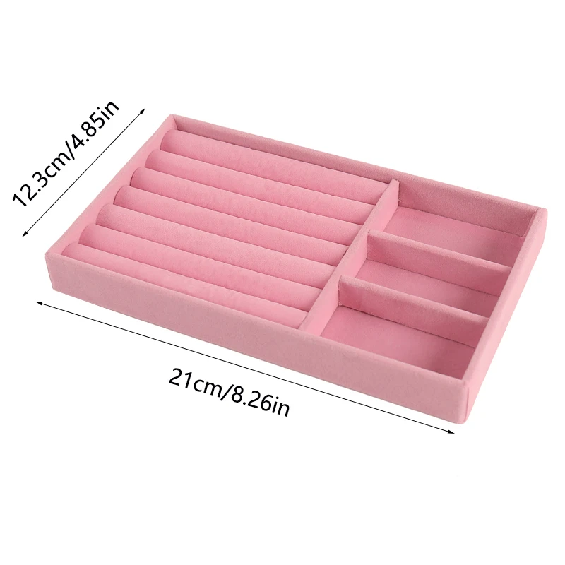 3pcs Pink Jewelry Organizer Velvet Jewelry Storage Tray Display Ring Bracelet Necklace Storage Box Showcase Drawer