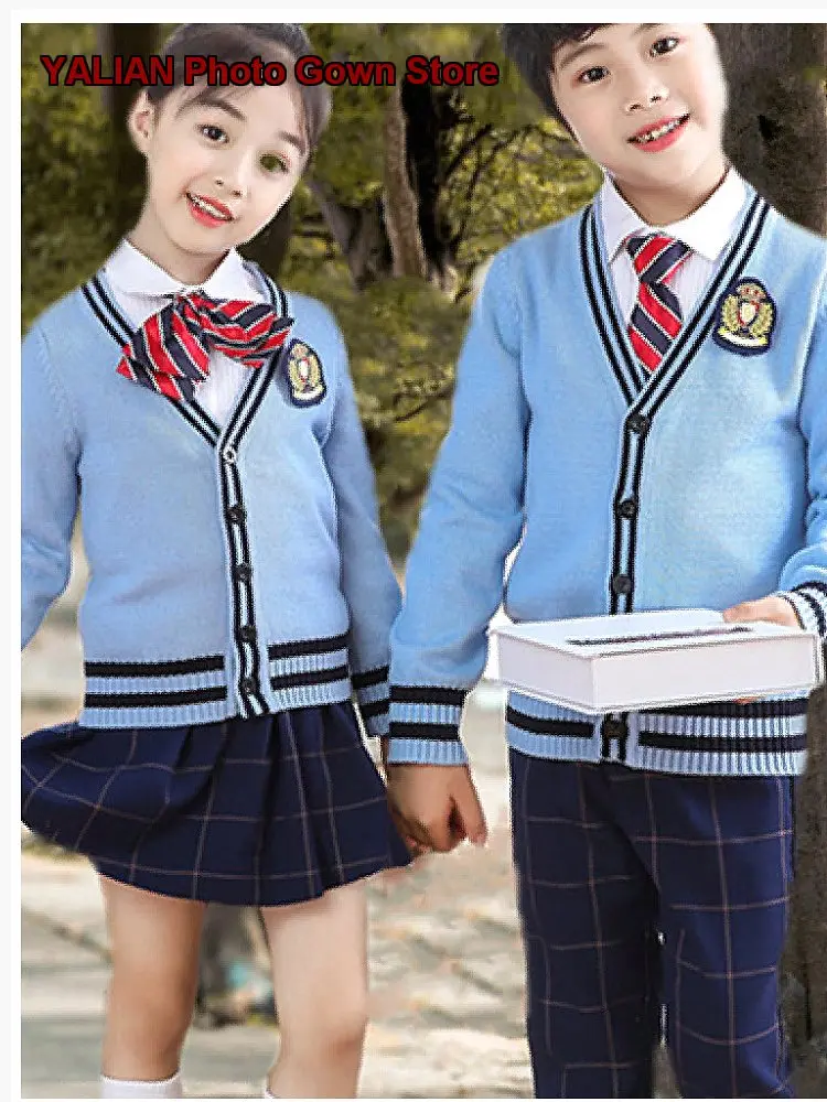 Children School Uniform Set Kindergarten Elementary Middle School Three-Piece Outfit Kids