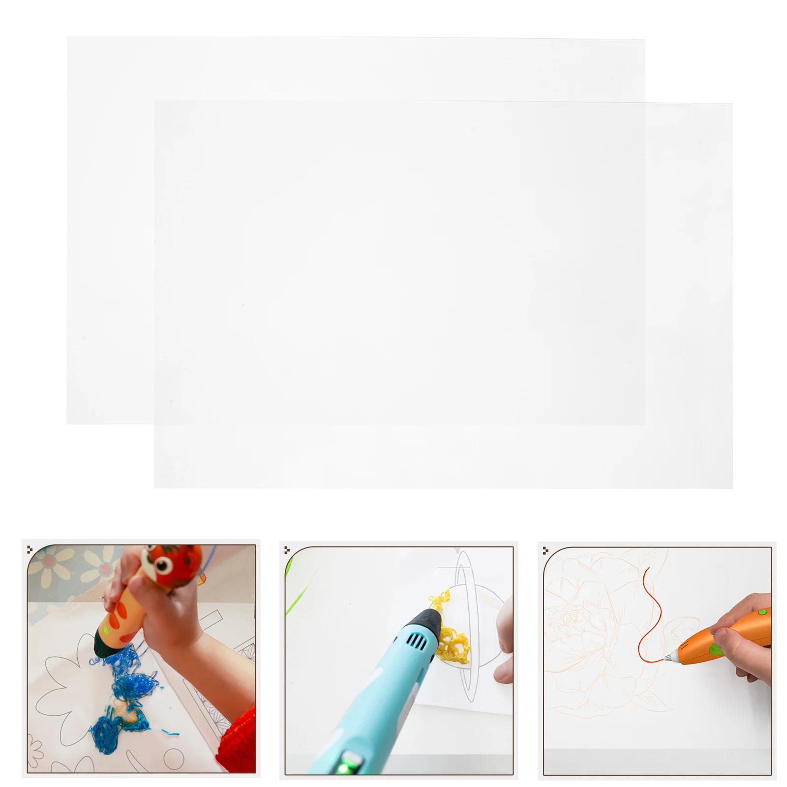 

10Pcs 3D Printing Pen Tracing Board Set Transparent PVC Sheets Clear Stencil Reusable Crafting Accessories for Precise Artwork