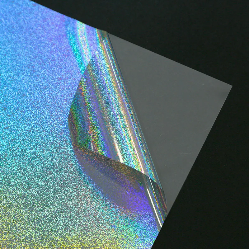 12 SheetsXA4 Film Sparkle Holographic Laminate Sheets Clear Glitter A4 Size Vinyl Sticker Paper Holographic Overlay Self Adhesiv