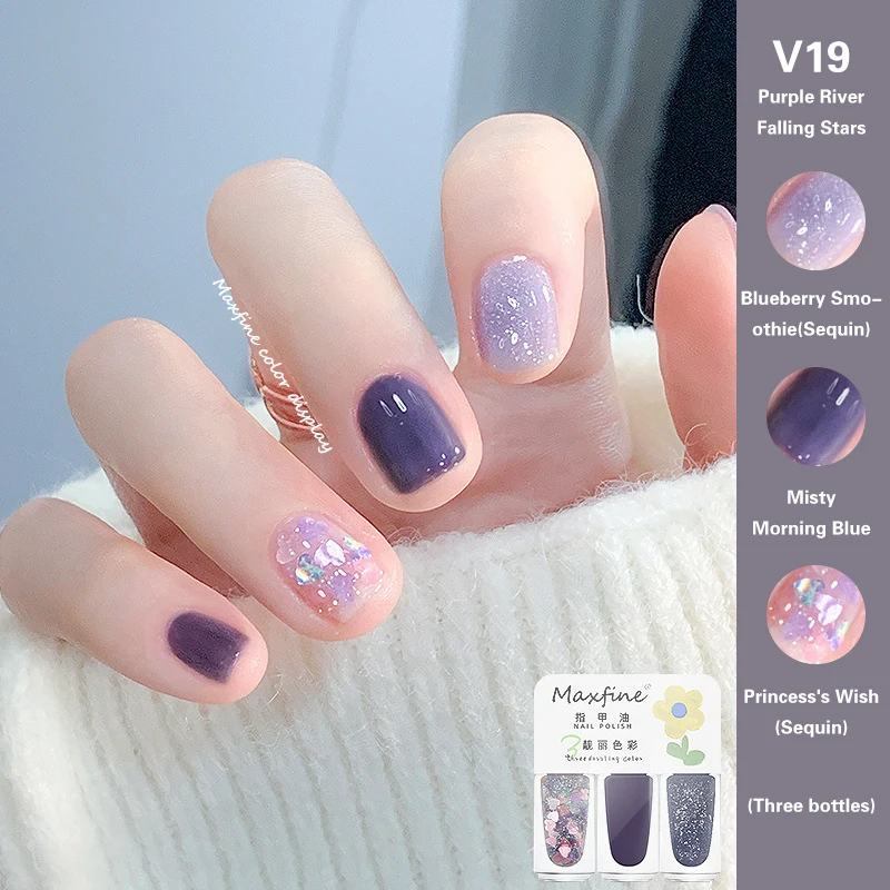 Esmalte de uñas de tres tonos, base de agua, brillante, esmerilado, purpurina, esmalte de uñas de Gel hielo de verano