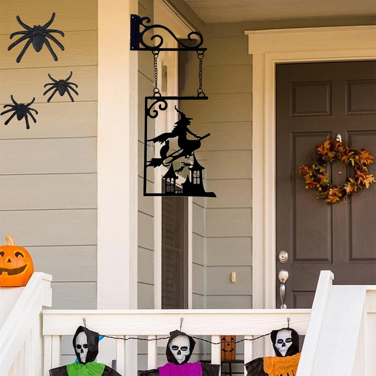 Halloween-Silhouetten-Metallschild, Hexen-Metallsilhouette, Hexen-Silhouetten-Gartenschild, Umriss-Wanddekoration, Metall, geeignet für Halloween-Dekorationen – Detail 5