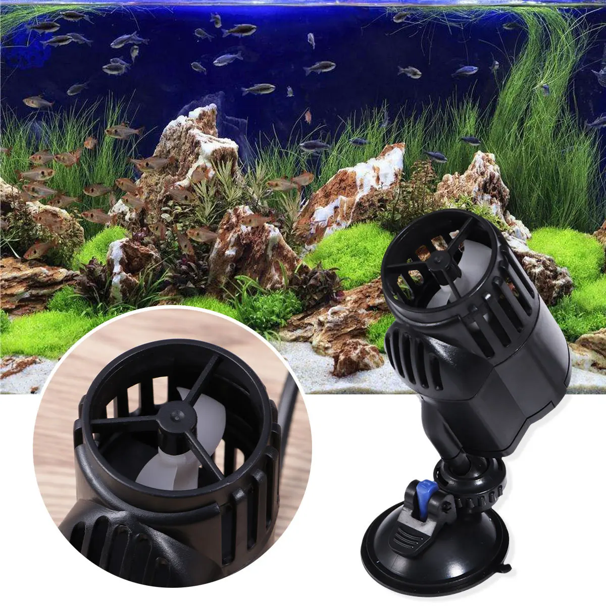 

-120 Aquarium Wave Maker Pump 360 Rotatable Head Suction Cup Base for Fish Tank Pond Garden Freshwater Saltwater Use