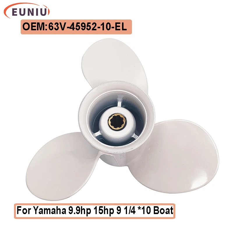 Elica fuoribordo per Yamaha 9.9hp 15hp 9 1/4*10 Barca Vite in lega di alluminio 3 pale 8 scanalature Parte motore marino 63V-45952-10-EL
