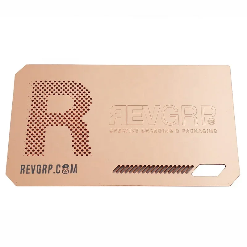 Impresión personalizada, corte láser de oro rosa, logotipo de nombre grabado, tarjeta de visita de crédito VIP de acero inoxidable de lujo, tarjeta de visita de Metal