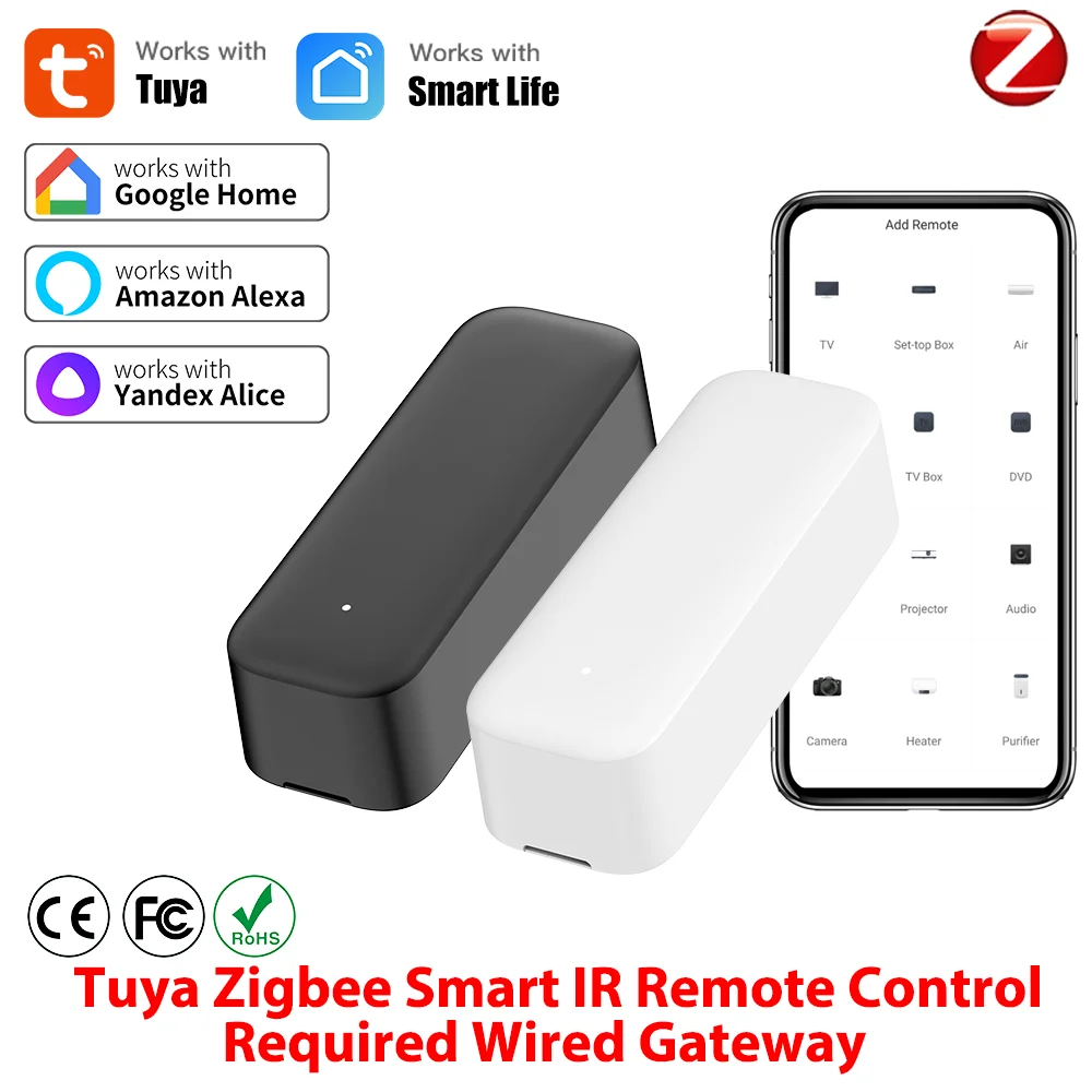 

Умный универсальный инфракрасный пульт дистанционного управления Tuya Zigbee для управления умным домом работает с Google Home Alexa Require Wired Gateway