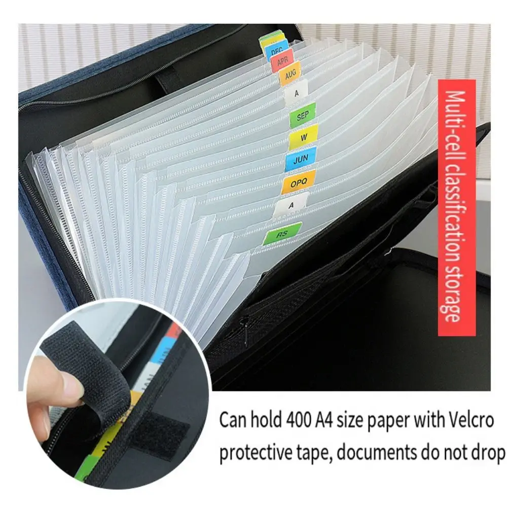 Waterproof Accordion File Organizer Safe Zipper Colorful Tabs Paper Organizer Folder 13 Pocket Larger Capacity