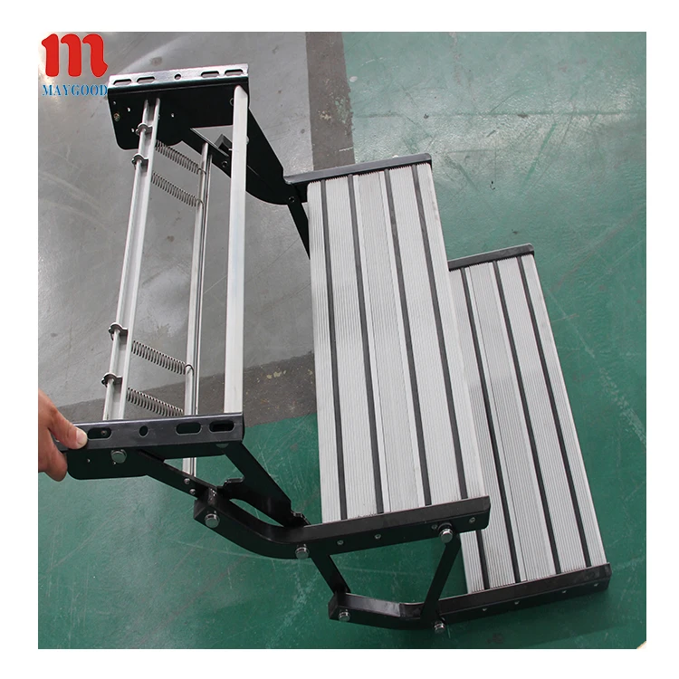 

RV Double step for caravan trailer motorhome etc,MAYGOOD hight quality aluminum folding manual step