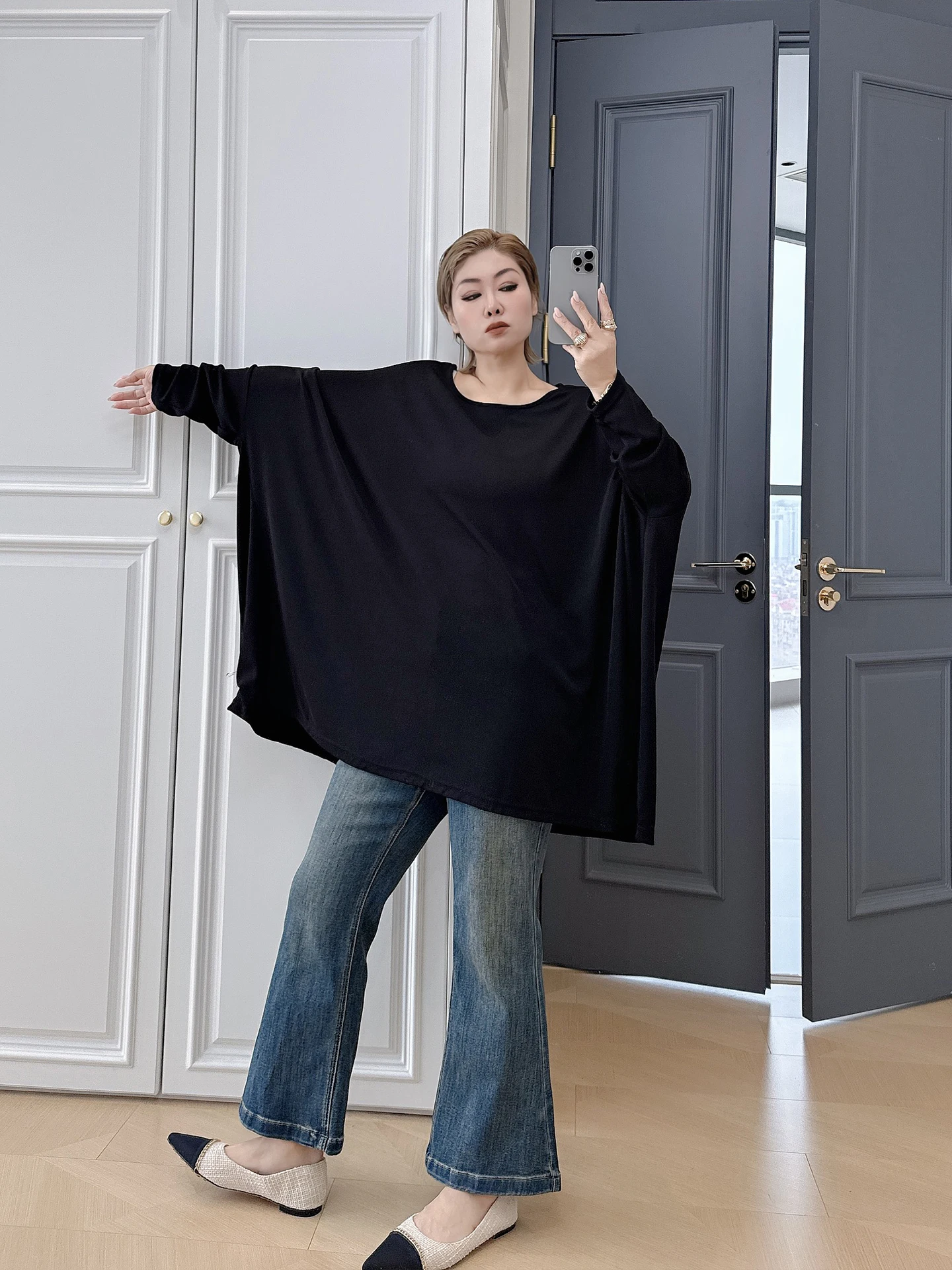 

Loose Comfortable plus Size Women's T-Shirt Batwing Sleeve Casual Style plus Size Clothing Hide Flaws Comfortable Top for plu...