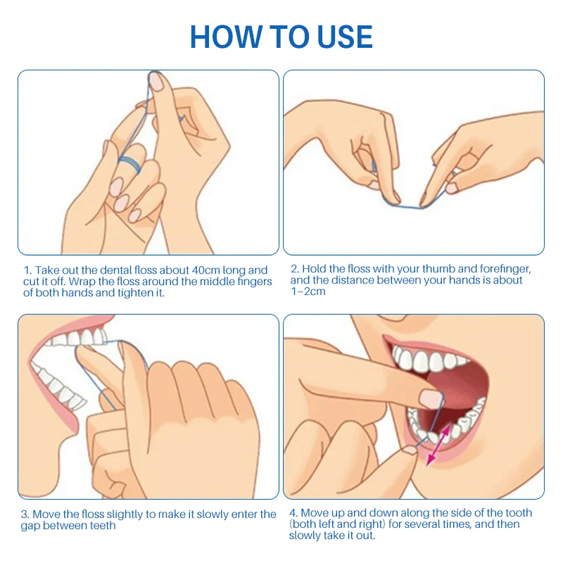 Hilo Dental con sabor a menta, hilo de limpieza de cera para higiene bucal, Material para el cuidado bucal, 50 m/rollo