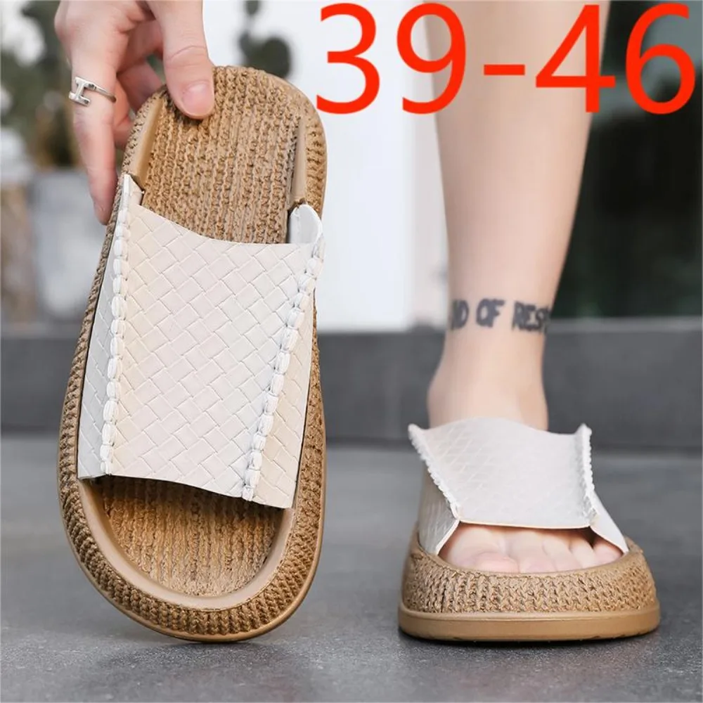 2026 Linen Women Shoes Color Matching Leisure Indoor Floor Shoes Summer Home Slippers Ladies Open Toe Slippers Flat Shoes