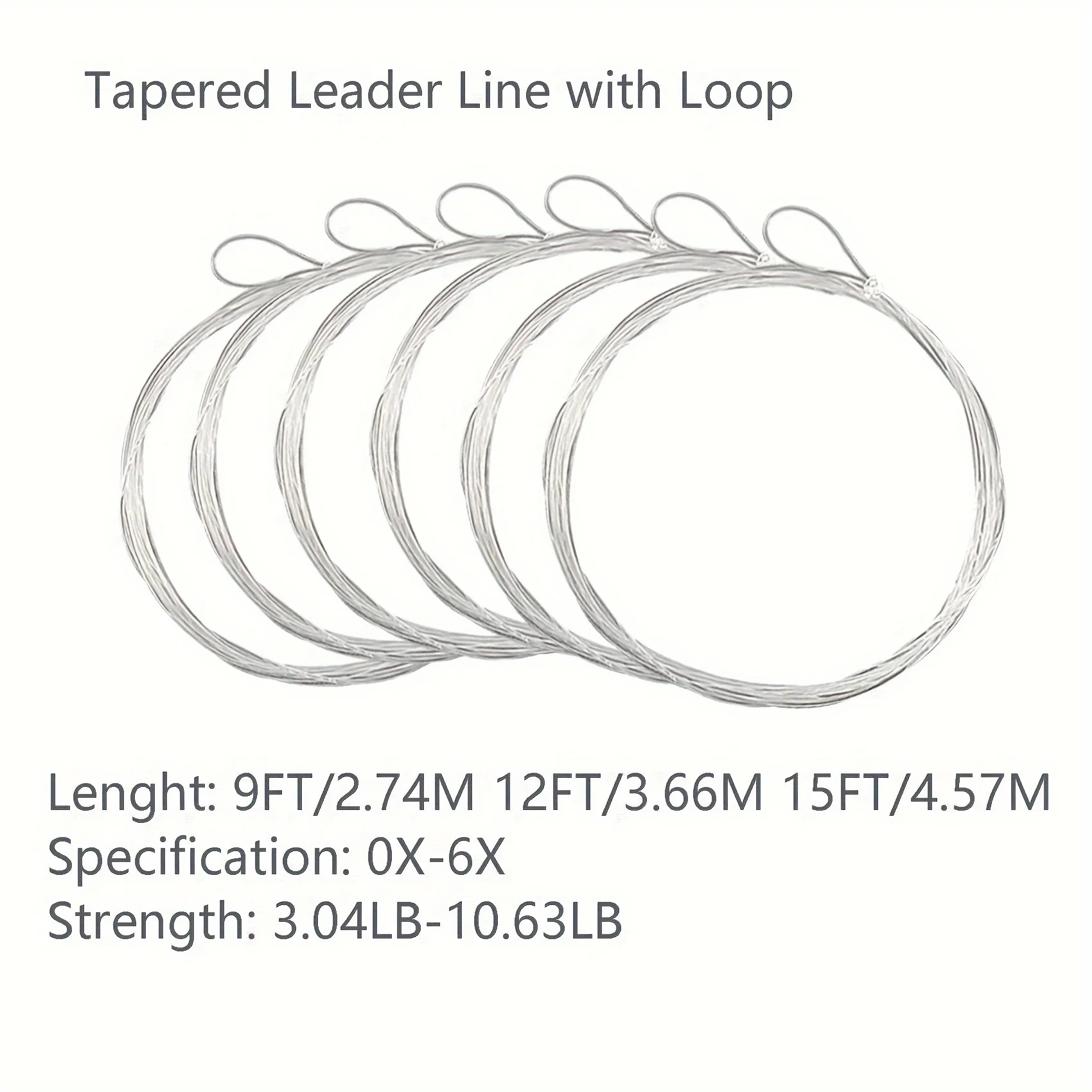 Aventik 9ft 12ft 15ft Voorgebonden Lus Duidelijke Taps Toelopende Vliegvissen Leider Lijn Gemaakt Van Nylon 6 Stuks