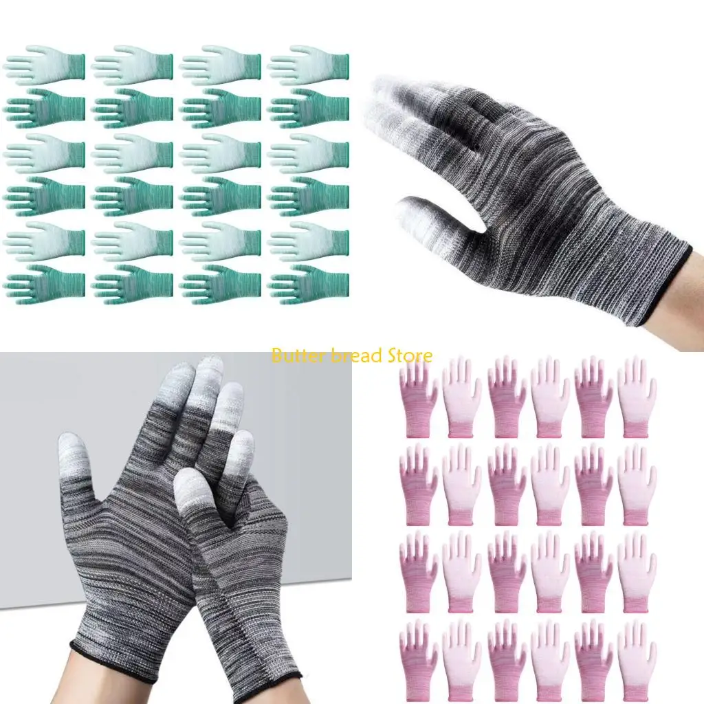 

W89C 12 Pairs Waterproof Gloves for Gardening Fishing Warehouse Breathable Latex Coated Safety Work Gloves