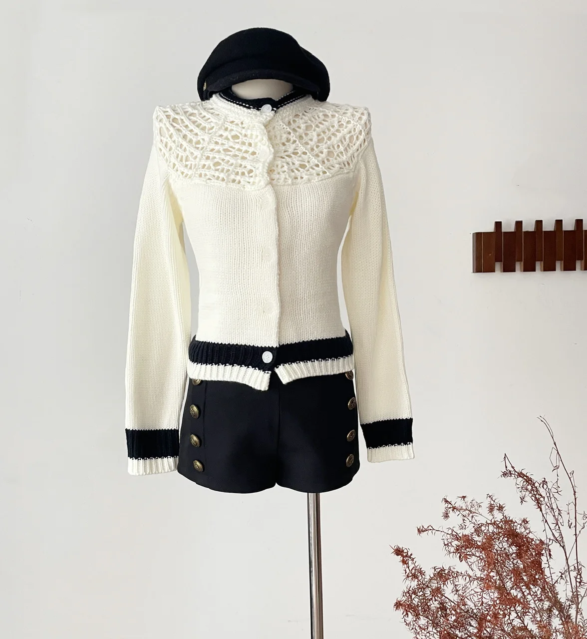 

Женский осенне-зимний элегантный лоскутный цветной кардиган с длинными рукавами, женский тонкий кардиган с круглым вырезом и шарфом