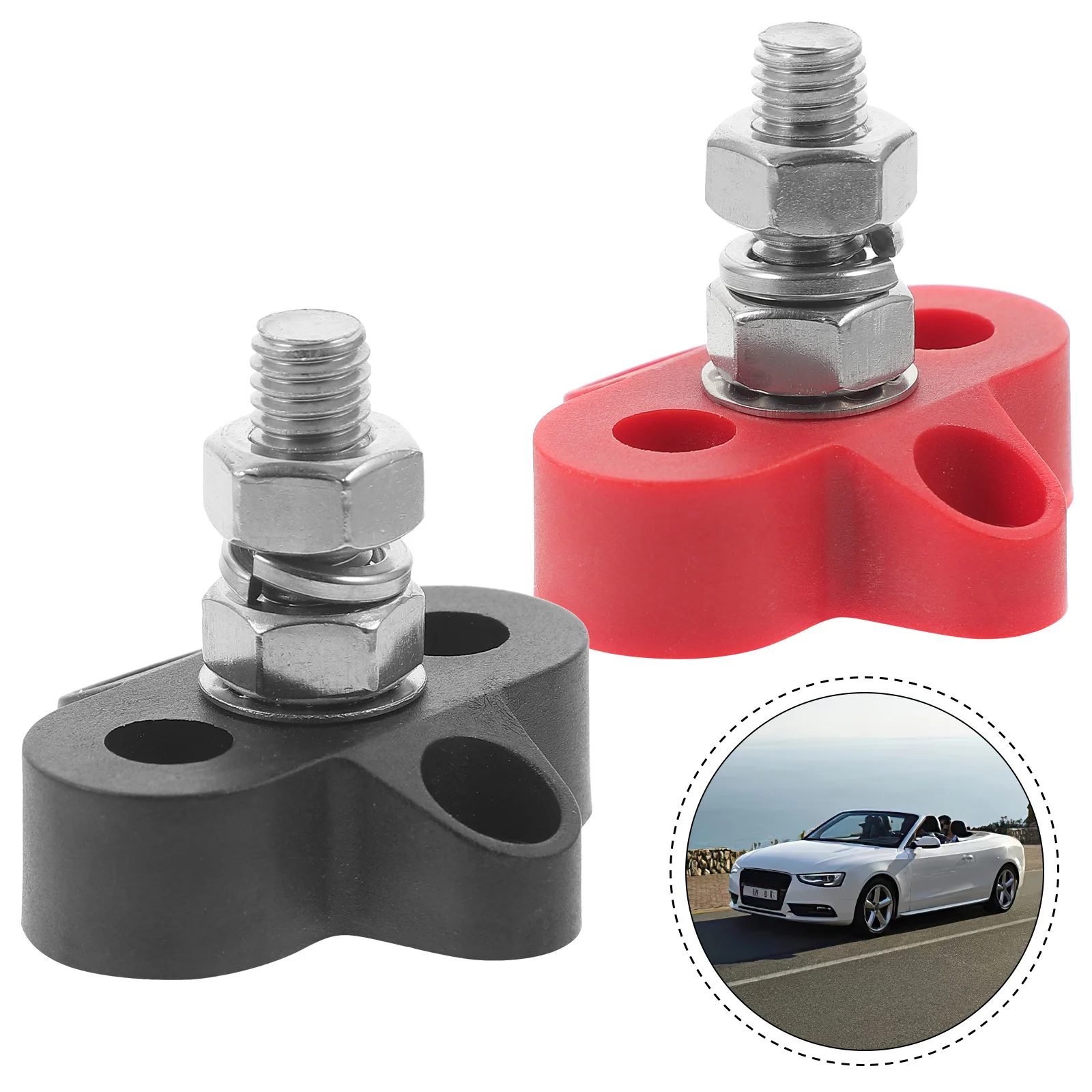 

2pcs Terminal Post Stainless Steel Plastic Power Distribution Block For Car Boat Marine Auto Trailer Junction Box