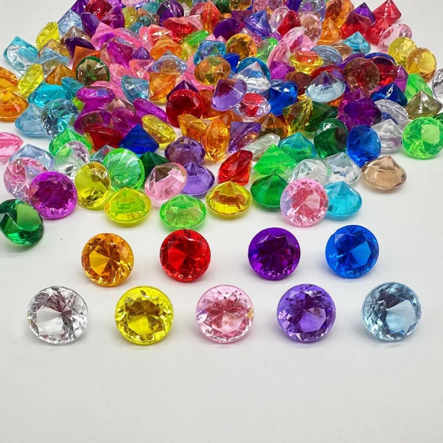 

Acrylic Diamond Gems Plastic Fake Gems 220 pcs 3/4 Ih Faux Gemstones for Table Scatters Wedding Party Vase Fillers Candle Displ