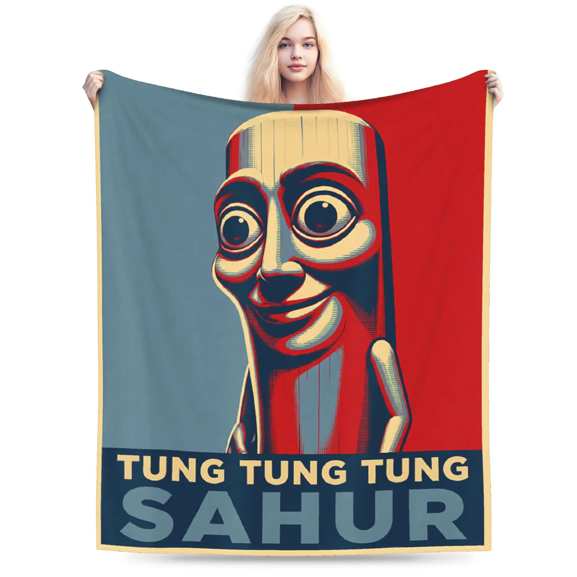 Hope Poster All Hail Tung Tung Tung Sahur Funny Brainrot Art Throw Blanket Soft Blankets For Bedroom Flannel Bedspread Bed Cover