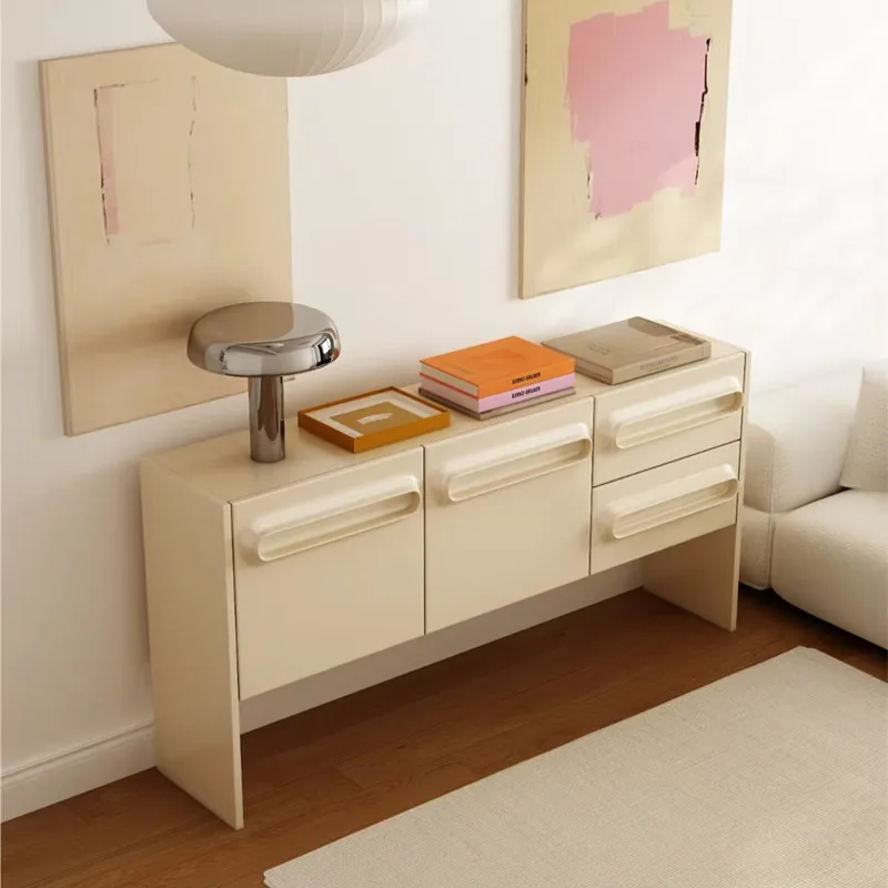 

French cream wind baking paint side cabinet entry minimalist entrance cabinet