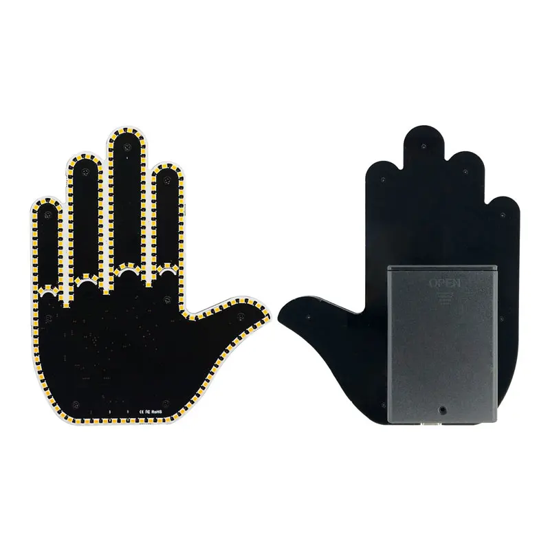 Lumière de doigt de voiture avec télécommande, éclairage Led amusant et Cool, Rage sur route, geste du doigt du milieu, accessoire de lumière de paume