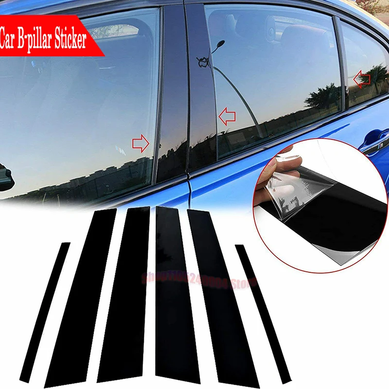 

Exterior Styling 6PCS Glossy Black B & C Pillar Protection Stickers For BMW 3 Series E90 2005-2012 Window Door Column Trim Cover