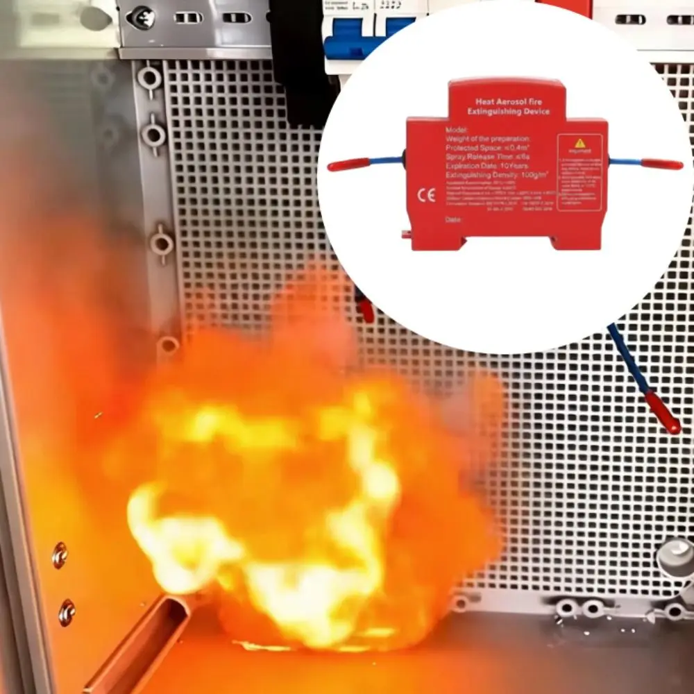 Dispositivo de Extinção de Incêndio Automático para Montagem em Trilho DIN, Design de Linha Dupla, Retardador de Chamas com Ativação Automática