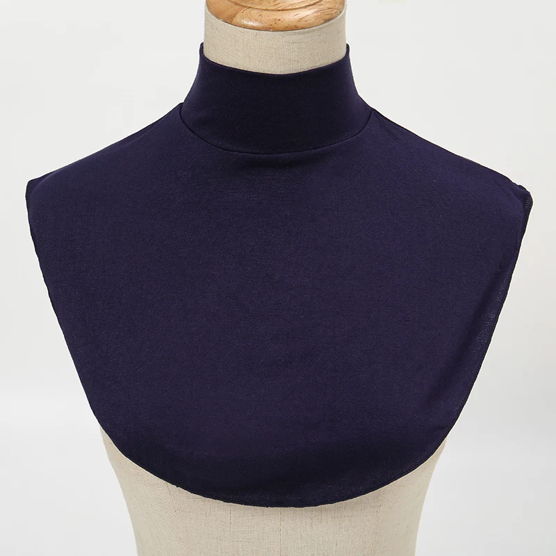 Bufanda de cuello alto desmontable para mujer, pañuelo de cuello falso liso, islámico Hijab, cubierta de Cuello medio, accesorios femeninos, 2024