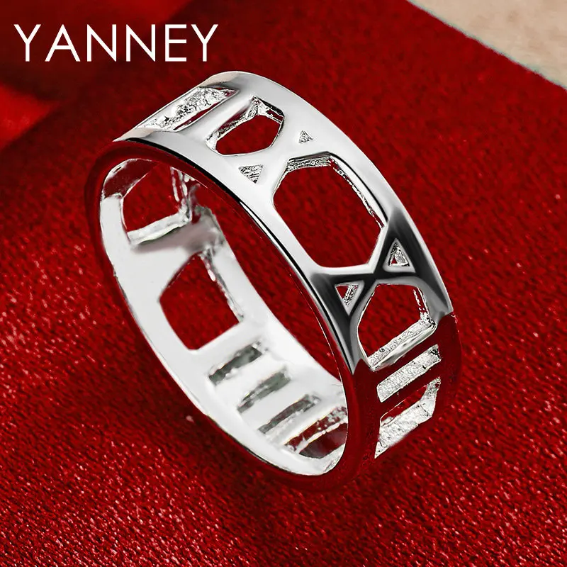 Luxury 925 Sterling Silver 5/6/7/8/9/10# Fine Round Roman Numerals For Women Engagement Party Jewelry Wedding Accessories