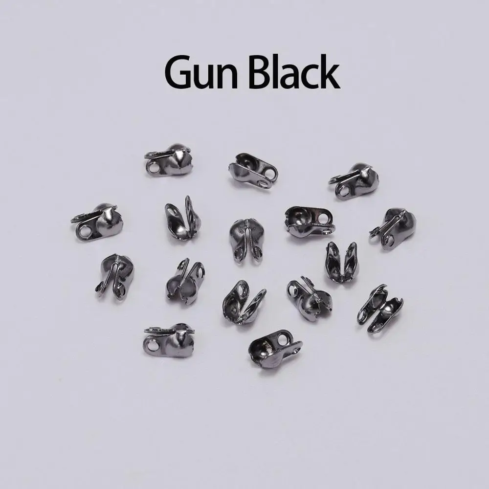 200Pcs 1.5-3.2mm Bead Tip Clam Shell Ball Chain Clasps End Crimps Calottes Beads Connectors For DIY Ball Necklace Chains Jewelry