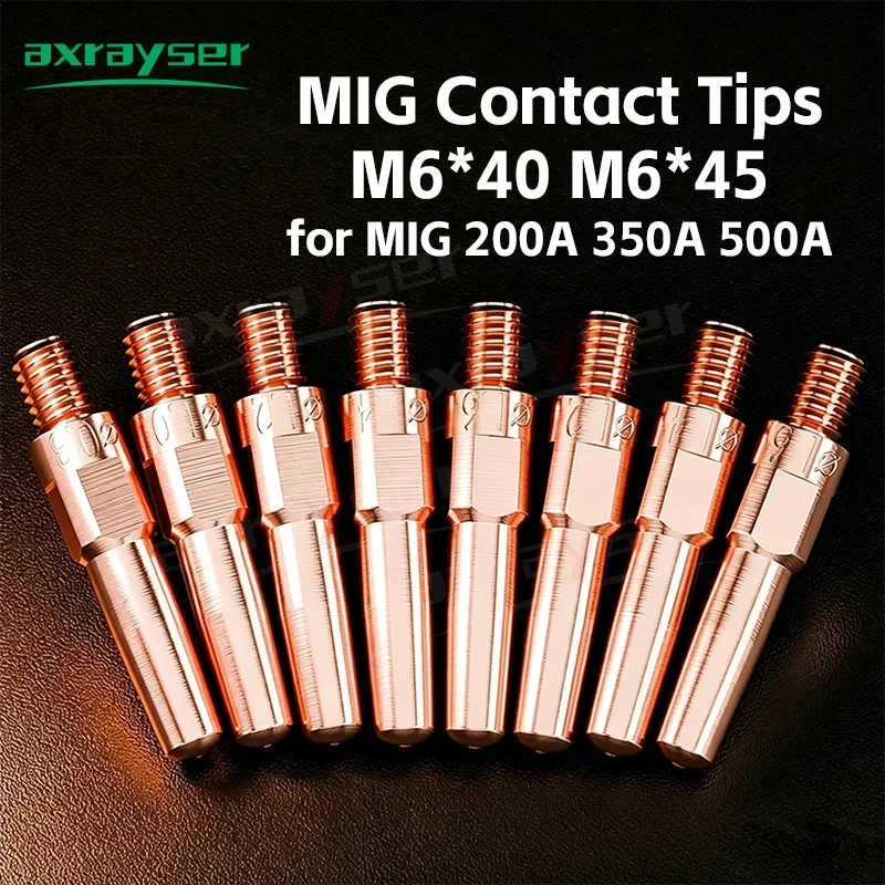 10Pcs/Lot Anti Slag Welding Wire Feeding Tips Coated Welding Torch Nozzle 200A 350A 500A MIG MAG Tips M6x45 40 Guide Wire Nozzle