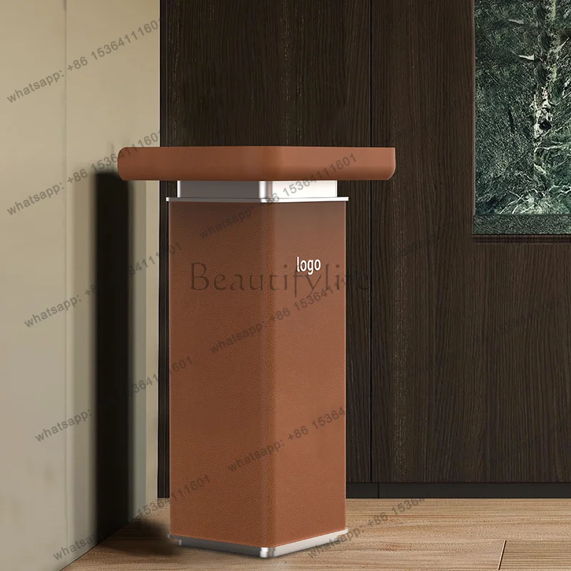

Leather reception table, simple and modern information desk customization at the front desk of a light luxury company