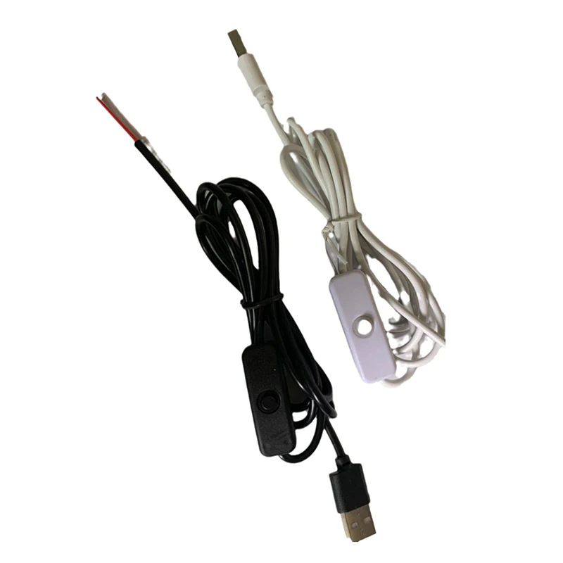 5V Switch Power Supply Wire 1M/1.5M USB Male To 2 Core Connection Cable 501 Button ON OFF 2A For LED Strip Lamp Bulb Light