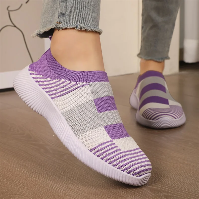 2024 Sneakers Women Walking Shoes Woman Lightweight Loafers Tennis Casual Ladies Fashion Slip on Sock Vulcanized Shoes Plus Size