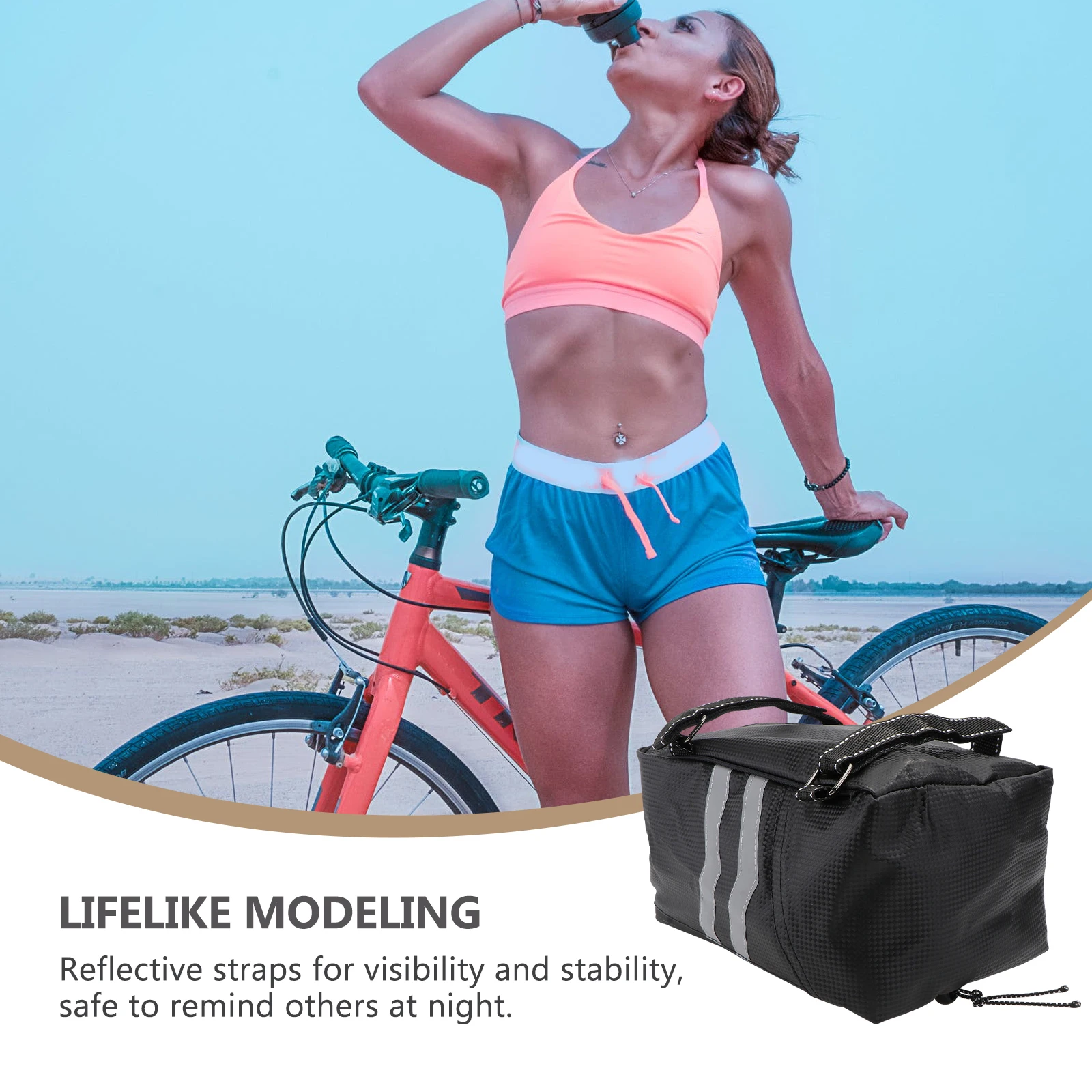 

Bike Backseat Bag Large Capacity Waterproof PU Reflective Straps Double Zippers Suitable Electric Vehicles Motorcycles Bicycles