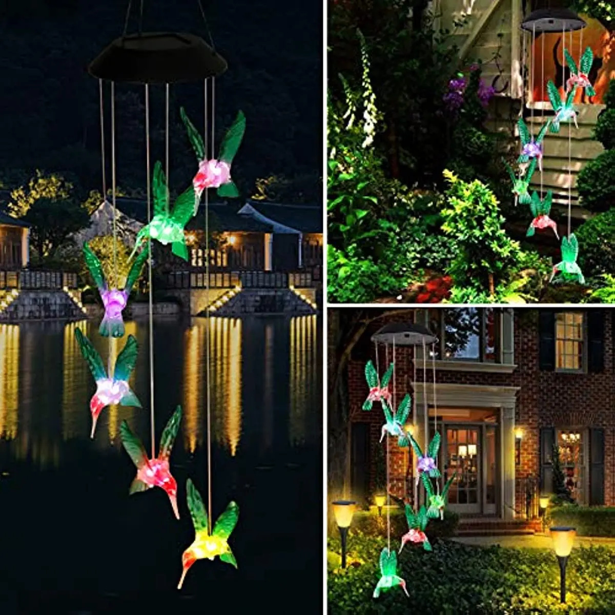 

Wind Chime Solar Hummingbird Wind Chimes Outdoor/Indoor Light Color Changing LED Solar Wind Chime Gift for Mom & Grandma Decor