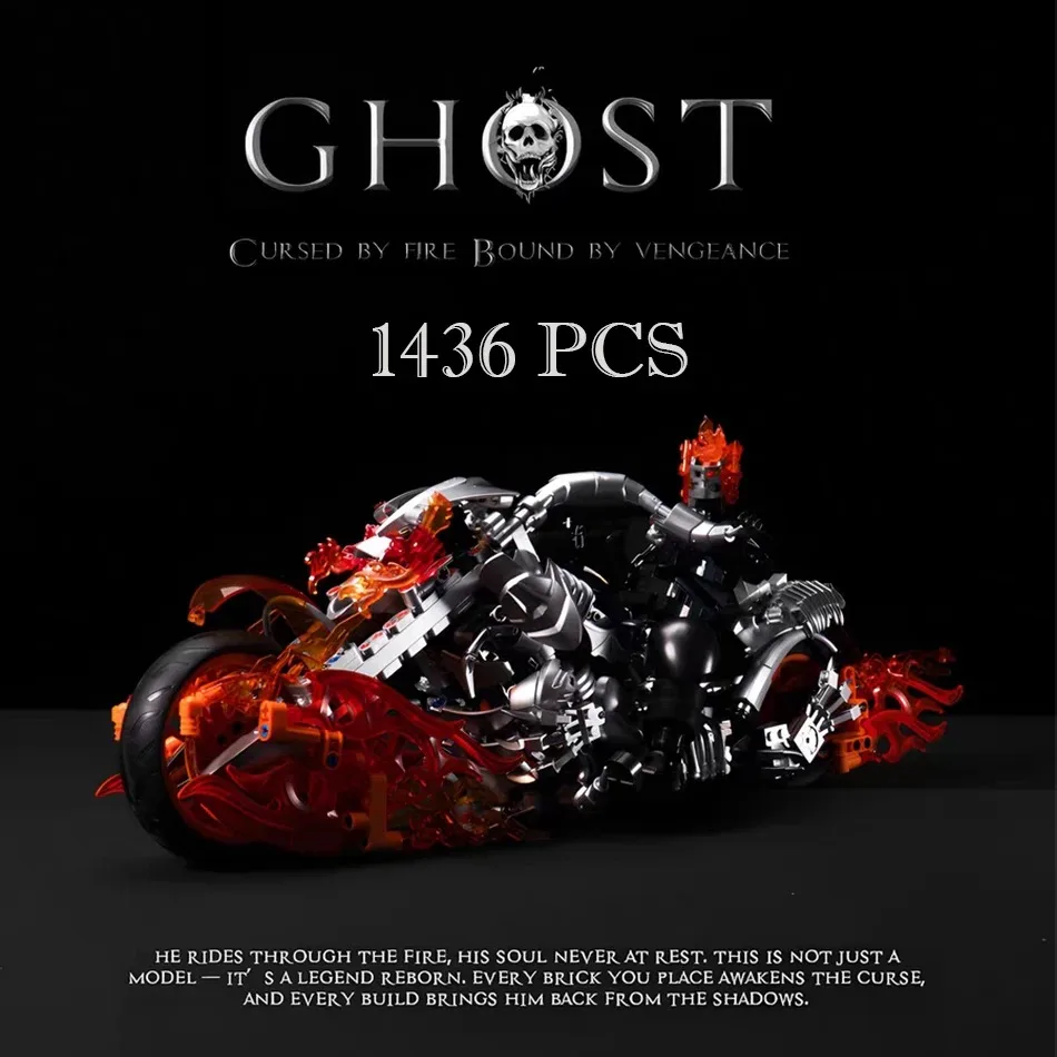 

1436 шт. MOC Dark Ghost Knight, строительные блоки, классический комикс, супергерой, моторный райдер, сборная модель, кирпичи, игрушки, подарки для детей и мальчиков