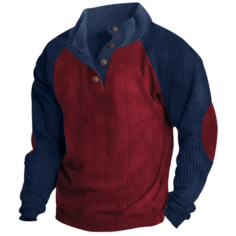 

LIBIELIY весенне-осенние мужские толстовки с длинными рукавами, повседневные пуловеры с воротником-стойкой, мужские лоскутные тонкие спортивные вельветовые толстовки