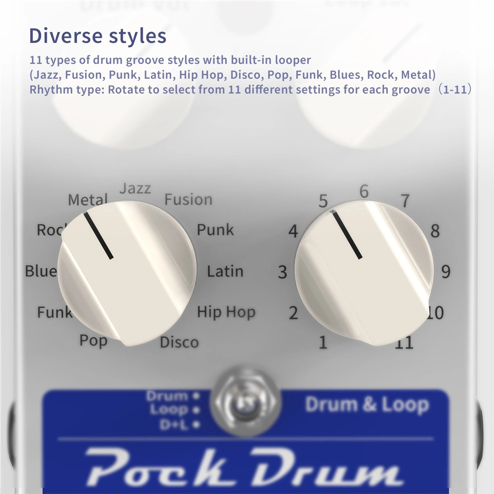 ammoon PockDrum Drum & Loop Guitar Effect Pedal 3 Modes 11 Drum and 11 Rhythm Types Built-in Looper Max. 20min Recording Effects