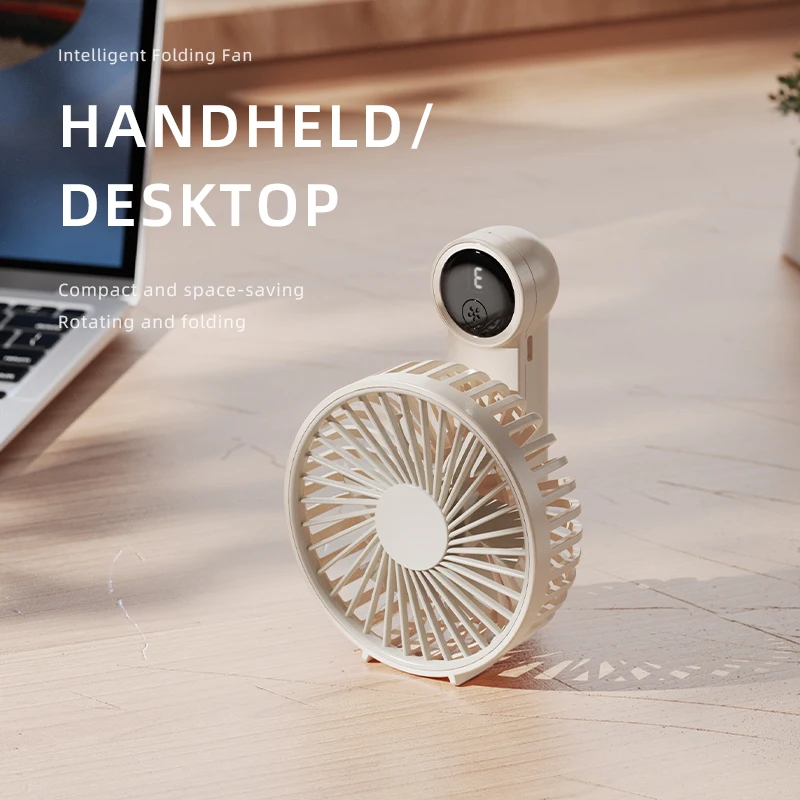 Portable Mini Electric Fan Handheld Small Fan USB Digital Display silentOffice DeskStudent on Dormitory Charging Outdoor Fan