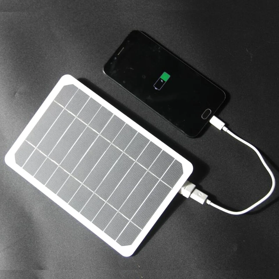 5W 5V 0-1A Solar Panel USB Port Output Mini Solar System Portable Outdoor Phone Battery Charger Monocrystalline Silicon