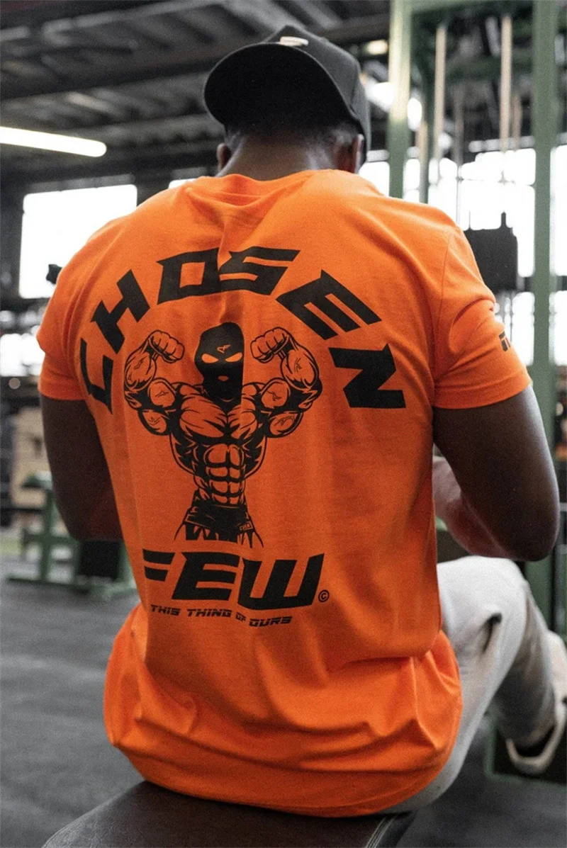 Mens Cotton Short Sleeve T-shirt Bodybuilding shirt Loose High quality Fitness T Shirt Gym Fitness Exercise Tops Tees