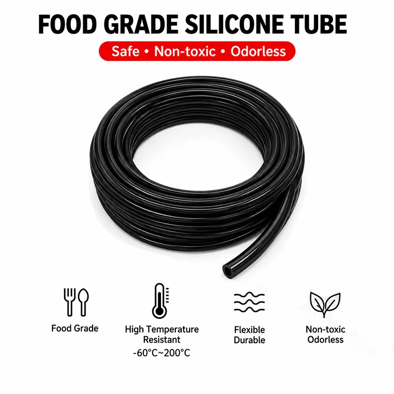 5 Meter Black Food Grade Flexible Nontoxic Silicone Tube Out Dia1 2 3 4 5 6mm Medica Laboratory Silicone Rubber Hose